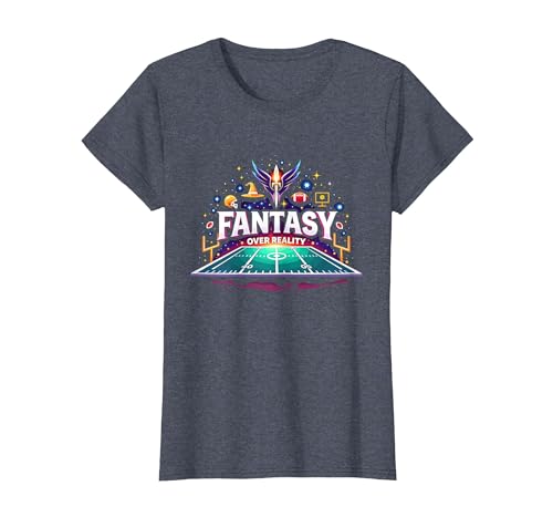 Fantasy Over Reality Fußball Herren Sportbegeisterte T-Shirt, Damen, Blau Meliert, XS von Generic