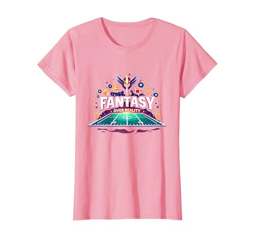 Fantasy Over Reality Fußball Herren Sportbegeisterte T-Shirt, Damen, Rosa, XS von Generic