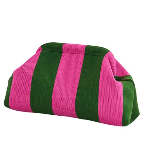 Farbblock-Clutch – Farbblock-Clutch-Geldbörsen Für Damen, Gerüschte Cloud-Geldbörse Im Farbblock-Design | Colorblock-Clutch-Handtaschen Für Damen, Lässige Gewebte Häkel-Kiss-Lock-Verschluss-Knödel-Str von Generic
