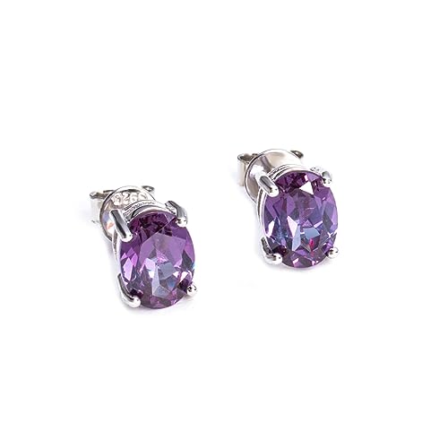 Farbe wechselnde erstellt Alexandrit Ohrstecker Verschluss Ohrringe massiv 925 Sterling Silber 7 * 5 mm Edelstein für Frauen von Generic