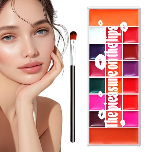 Farbiger Lipgloss | 20 Lidschatten-Make-up-Paletten | Matte Formel Anti-Fade mit Lidschatten und wasserabweisend für Hochzeit und Performance von Generic