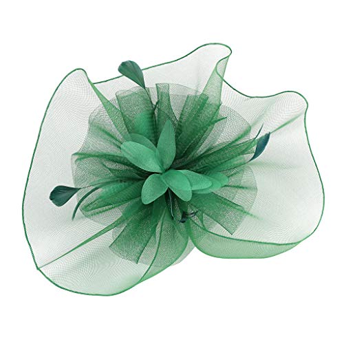 Fasching hat Flower Feather Meshed Tea Party Haarband für Frauen Stirnband Winter Herren Klettverschluss (Green, One Size) von Generic