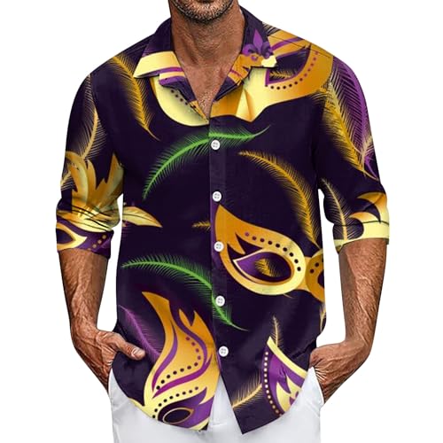 Faschingskostüme Männer, Karneval Herren Hemd Fasching Erwachsene Partner Hippie Kostüm Lustig Große Größen Oversize Kostüm Langarm 2024 Festliches Outfit Venezianische Karneval(Schwarz,XL) von Generic