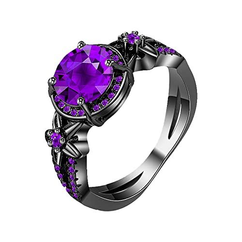 Fashion Exquisite Lila Zirkon Ring für Frauen Verlobungsring Schmuck Geschenke Plus Größe Ringe, violett, 5 von Generic