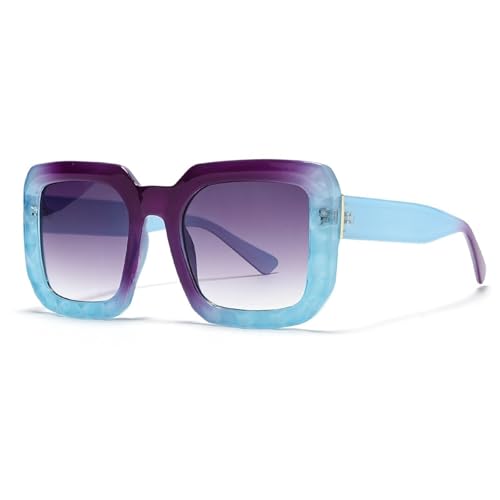 Fashion Square Metall Große Rahmen Sonnenbrille Männer Und Frauen Täglichen Pendeln Outdoor Autofahren Party Urlaub Foto Sonnenbrille(Blue) von Generic