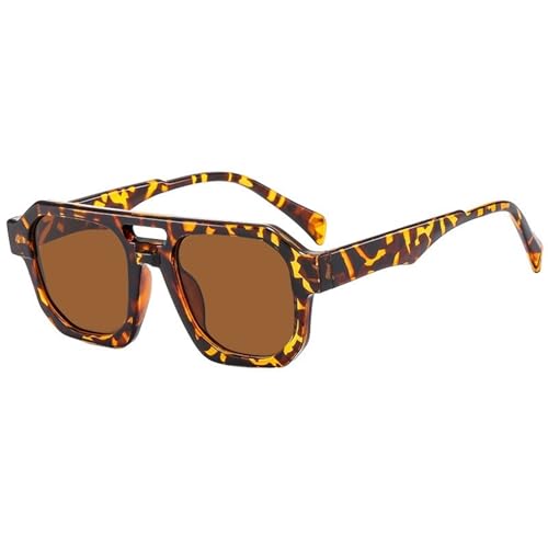 Fashion Square Oversized Frames Damen Foto Sonnenbrille Herren Urlaub Autofahren Und Sport Sonnenbrille(Brown) von Generic