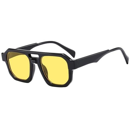 Fashion Square Oversized Frames Damen Foto Sonnenbrille Herren Urlaub Autofahren Und Sport Sonnenbrille(Yellow) von Generic