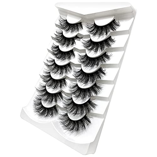 Faux Mink Lashes Natürliche falsche Wimpern Dicke lange Verlängerung falsche Wimpern Weiche wiederverwendbare falsche Wimpern Eyeliner Stempel Spitze (E, One Size) von Generic