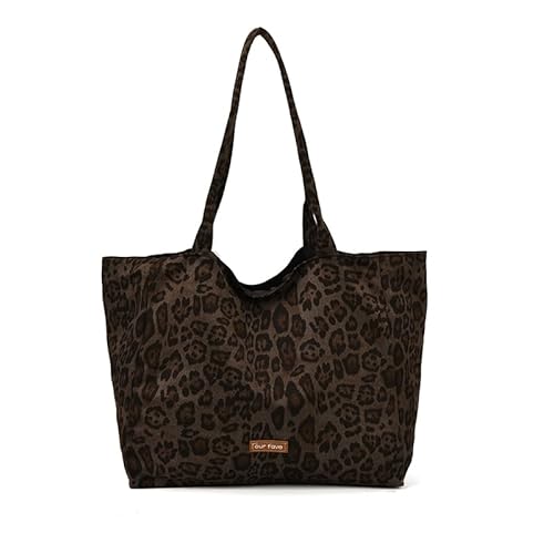 Faux Wildleder -Einkaufstaschen Leopardenhandtasche Große Herbsttaschen for Frauen (hellgrau) von Generic