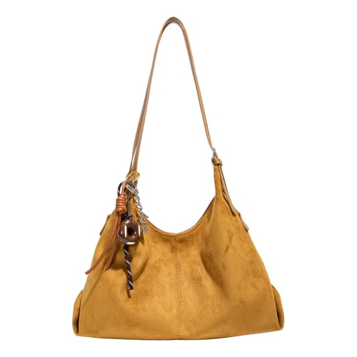 Faux Wildleder -Tasche Handtasche Stilvolle Eimerbeutel PUSS Umhängetasche (hellbraun) von Generic