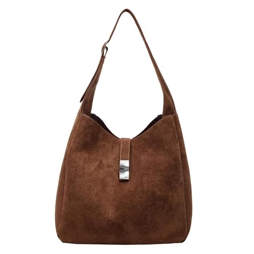 Faux Wildleder Umhängetasche Großer Einkaufstasche Pendlerhandtasche for Frauen (hellbraun) von Generic