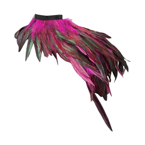 Feder Achselzucken Karneval Federschal Fliege Pfau Spitzen Epauletten Gothic Cosplay Feder Cape Schal Feather Schal Poncho Kragen Gothic Feder Achselzucken Choker Schräge Schultern (One Size) von Generic