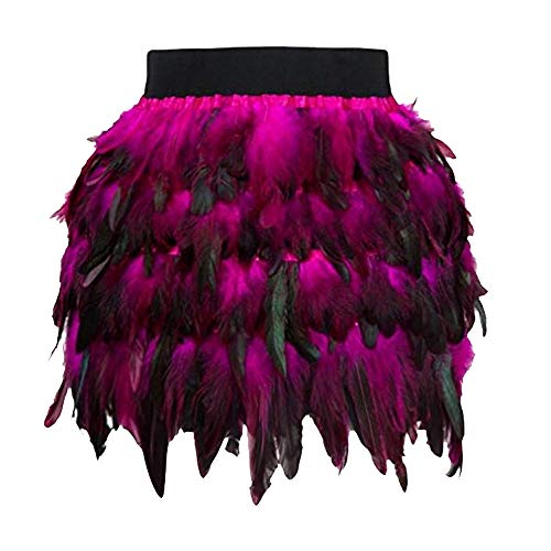 Feder Rock Damen Karneval Kostüm Elastische Taille Party Minirock Rabenkostüm Federrock (Hot Pink, L) von Generic