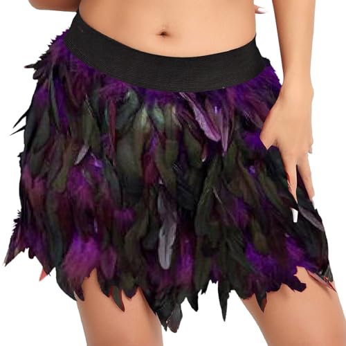 Feder Rock Damen Karneval Kostüm Elastische Taille Party Minirock Rabenkostüm Federrock Halloween Weihnachtsfeiern Cosplay Festival Outfit von Generic