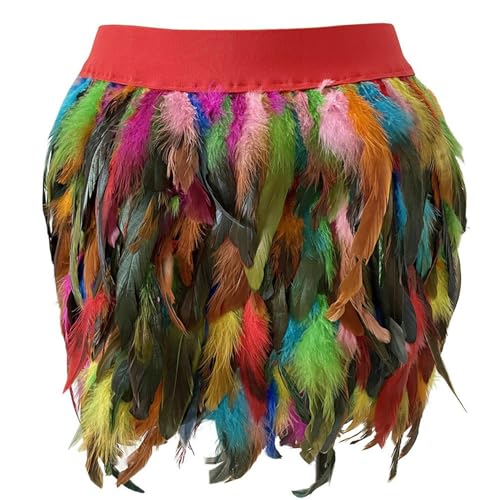 Feder Rock Damen Karneval Kostüm Elastische Taille Party Minirock Rabenkostüm Federrock Halloween Weihnachtsfeiern Cosplay Festival Outfit von Generic