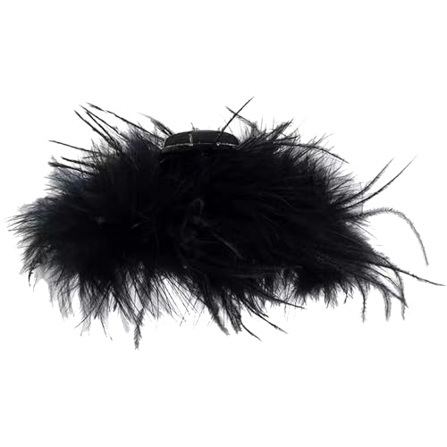 Federhaarklauenclip - Kopfbedeckung mit schwarzem Feder, Retro -Frauenkostüm Haarzubehör | Festival Verwenden Sie große künstliche Strauß Federn Haarnadelklammern, schicke Partykopfverzier, dekorative von Generic