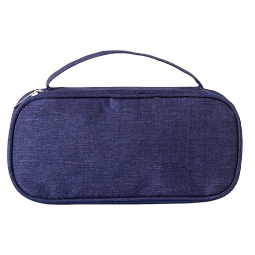 Federmäppchen, Bleistift-Etui mit Reißverschluss - Große Kapazität Stiftetui mit Griff - Multifunktionale Schreibwarentasche Robuste Bleistift-Etui Lineal Gummischere, marineblau, riferimento von Generic