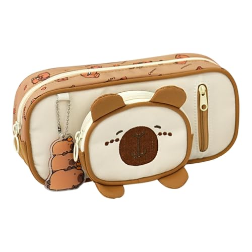 Federmäppchen, Schreibwarentasche, Reißverschluss, Kunst-Organizer, Stifteetui mit großer Kapazität, aus Stoff, geeignet für Schreibwaren, Hellbraun, 22cmx11cmx6cm von Generic