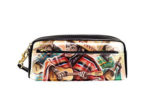Federmäppchen AFFE Im Mexikanischen Kleid Spielt Gitarre Bleistift Beutel Premium Mäppchen Praktischem Stifthalter Für Damen Büro Jungen von Generic