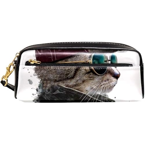 Federmäppchen Coole Katze Mit Sonnenbrille Hut Mäppchen Mit Reißverschluss Stifte-Organizer Praktischem Bleistifttasche Für Erwachsene Mädchen Schule von Generic