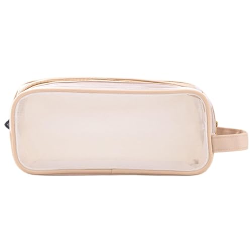 Federmäppchen – Federmäppchen aus Netz, transparente Make-up-Tasche | Make-up-Organizer mit Reißverschluss mit 2 Fächern für Schreibwaren, Kosmetik-Make-up, Light Coffee, Se référer au descriptif von Generic