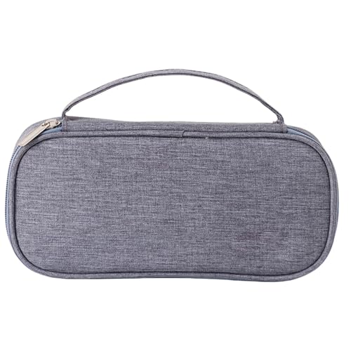 Federmäppchen – Federmäppchen mit Reißverschluss | Federmäppchen mit großem Fassungsvermögen mit Griff | Stationäre Aufbewahrungstaschen | Multifunktionales Etui | Make-up-Tasche, Grau, Consulte la von Generic