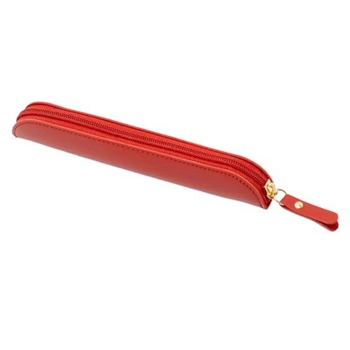 Federmäppchen Stifteetui Federtasche Stiftebox Schlanke Und Elegante Aufbewahrungstasche Aus Pu für Stifte Und Pinsel für Büro Zuhause Und D, Rot von Generic