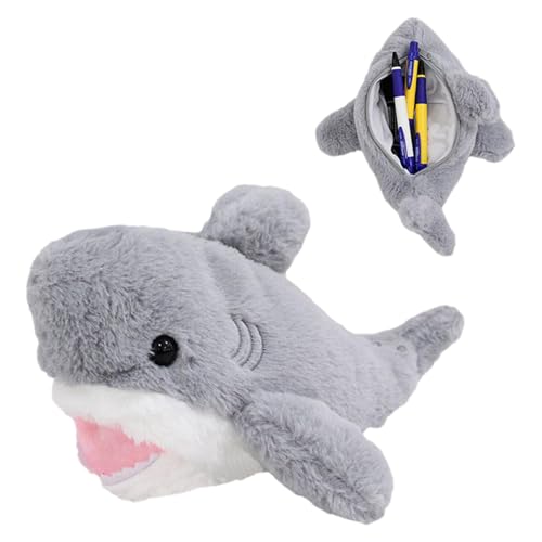 Federmäppchen aus Plüsch, lustige Aufbewahrungstasche, multifunktionale Schreibwaren-Tasche, Organizer in Haiform, Schreibwarenhalter aus Plüsch für Jugendliche von Generic