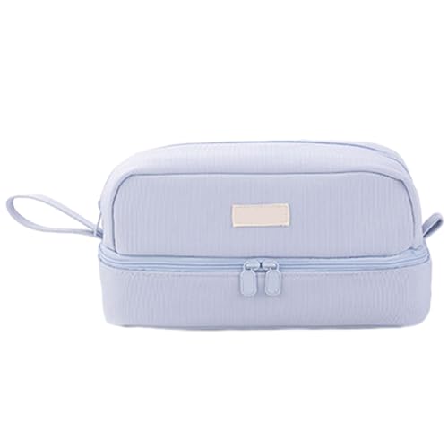 Federmäppchen für Mädchen – doppellagiger Cartoon-Federmäppchen-Organizer, Federmäppchen mit Reißverschluss und Schreibtisch-Organizer-Tasche, ästhetisches Federmäppchen in Farbe, Light Blue2, Fare von Generic