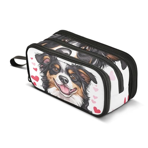 Federmäppchen mit Berner Hundeherzen, großes Fassungsvermögen, Federmäppchen, für Kinder, Erwachsene, Stift-Organizer-Tasche für Jungen, Mädchen, Damen, Herren, Schule, Bürobedarf von Generic