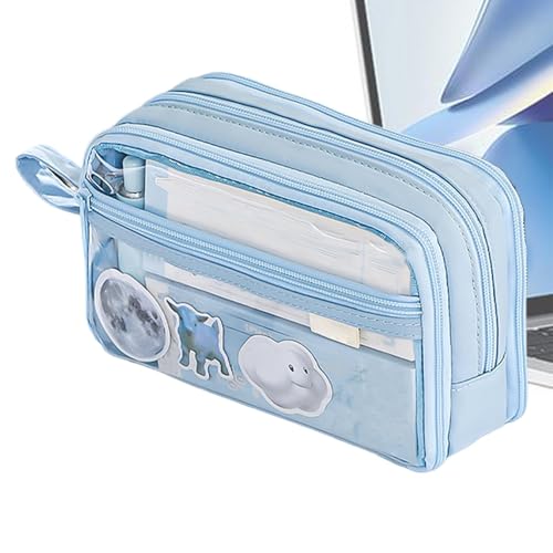 Federmäppchen mit Reißverschluss - Federmäppchen mit großer Kapazität | Tragbare Reise Stift Federmäppchen für Kinder, Jugendliche, Studenten, Erwachsene, blau, riferimento alla descrizione von Generic