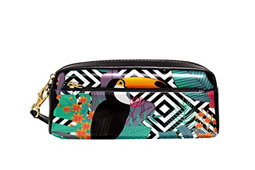 Federmappe Papagei Mit Blütenblättern In Karo Federmäppchen Premium Tasche Mit Reißverschluss Make-Up Tasche Für Erwachsene Jungen Erwachsener von Generic