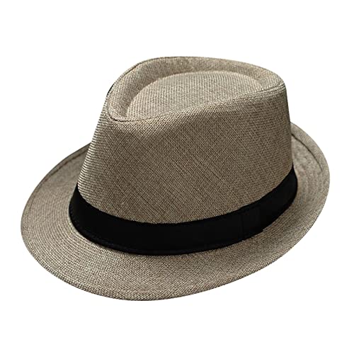 Fedora-Hut Mode Filz Gangster Hüte für Mann und Frau, Trilby Snap breiter Krempe Vintage Style Dress Hut (Beige, One Size) von Generic