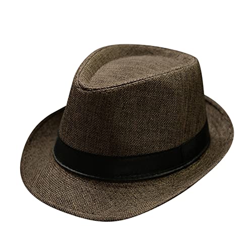 Fedora-Hut Mode Filz Gangster Hüte für Mann und Frau, Trilby Snap breiter Krempe Vintage Style Dress Hut (Kaffee, One Size) von Generic