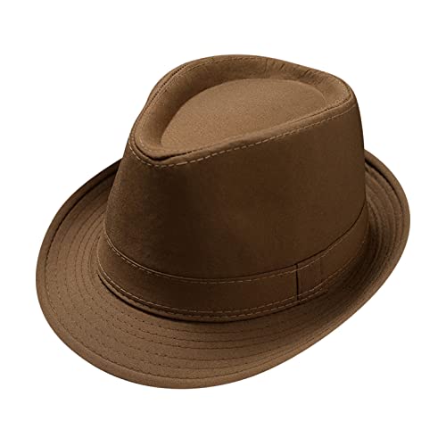Generic Fedora-Hut Mode Filz Gangster Hüte für Mann und Frau, Trilby Snap breiter Krempe Vintage Style Dress Hut von Generic