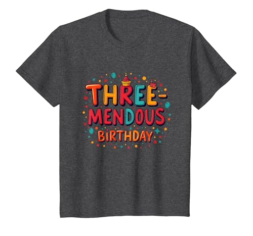 Feier zum dritten Geburtstag von Birthday Boy T-Shirt, Kinder, Anthrazit Meliert, 128 von Generic