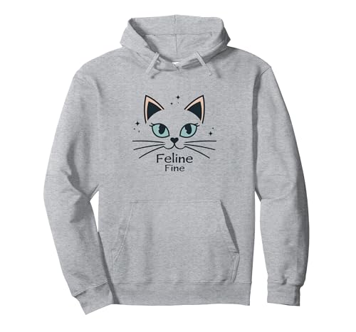 Feine Katzen für Mädchen – niedliche Kätzchen-Schnurrhaare und Sterne Pullover Hoodie, Unisex für Erwachsene, Grau Meliert, S von Generic