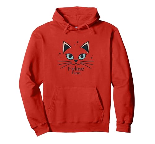 Feine Katzen für Mädchen – niedliche Kätzchen-Schnurrhaare und Sterne Pullover Hoodie, Unisex für Erwachsene, Rot, S von Generic