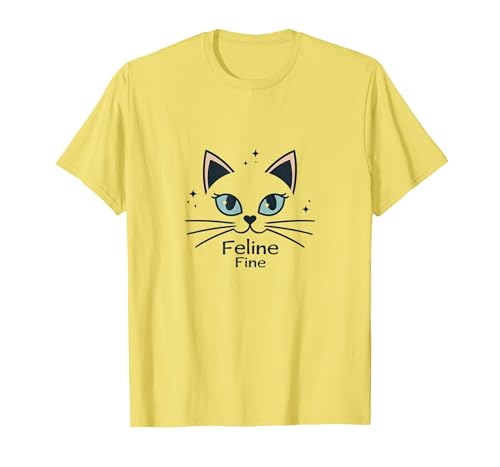 Feine Katzen für Mädchen – niedliche Kätzchen-Schnurrhaare und Sterne T-Shirt, Herren, Gelb, M von Generic