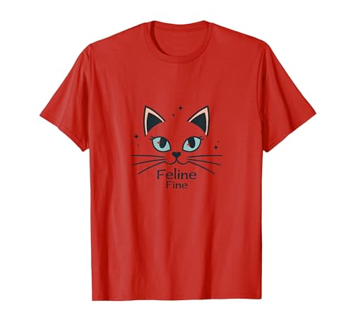 Feine Katzen für Mädchen – niedliche Kätzchen-Schnurrhaare und Sterne T-Shirt, Herren, Rot, 3XL von Generic