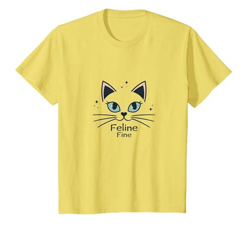 Feine Katzen für Mädchen – niedliche Kätzchen-Schnurrhaare und Sterne T-Shirt, Kinder, Gelb, 152 von Generic
