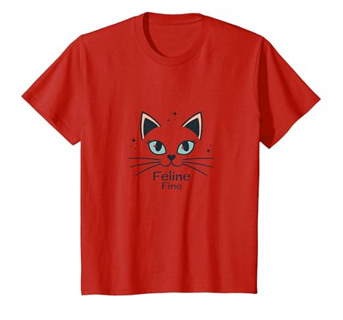 Feine Katzen für Mädchen – niedliche Kätzchen-Schnurrhaare und Sterne T-Shirt, Kinder, Rot, 128 von Generic
