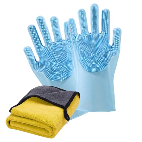 Fellpflegehandschuhe für Katzen – Waschhandschuh für Katzen mit Handtuch | weich gegen tote Haare für kleine Tiere Welpen Katzen tägliche Dusche Outdoor Geschirr Auto von Generic