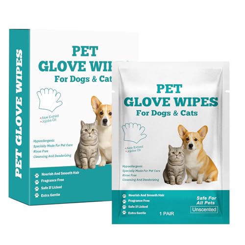 Fellpflegetücher für Haustiere, Reinigungstücher für Haustiere, Reinigungs- und Desodorierungshandschuhe, weich, hautfreundlich, geruchskontrollierender Handschuh für Katzen, , Welpen von Generic
