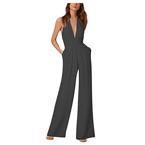 Female Hose Normal Waist,Jumpsuit Mädchen Kargo Hosen Frauen Slim Lange Elastische Yogahosen Solide Farbe Revers Breasted Rib Casual Shorts Kurz Playsuit Lange Hosen Damen(M,3-Schwarz) von Generic