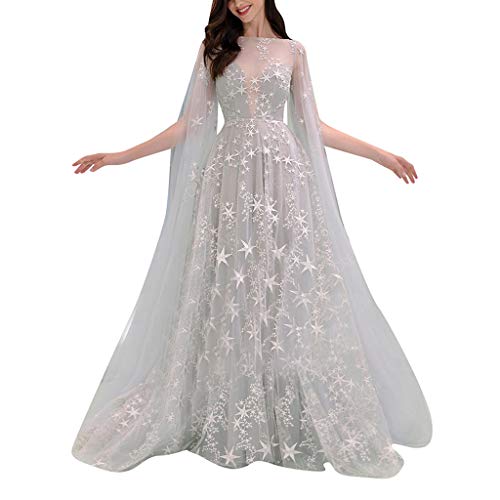 Festkleider FüR Damen Hochzeit TüLlkleid Damen Prinzessin Kleid Lang Boho Beach Tüll Spitze Brautjungfernkleider Chiffon Mode Rückenfrei Schlitz Bodenlanges Kleid Damen von Generic