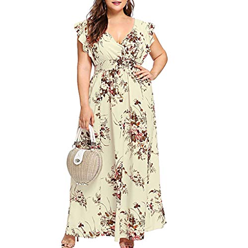 Festliche Kleider FüR Damen GroßE GrößEn,Chiffonkleid FüR Mollige Frauen A Linie Kleid Sommer Kurzarm Blumenkleid Lange Partykleid Boho Maxikleid Midikleid Sommerkleid Elegant Freizeitkleid von Generic