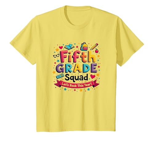 Fifth Grade Squad Girls rocken Dieses Jahr School Spirit T-Shirt, Kinder, Gelb, 116 von Generic