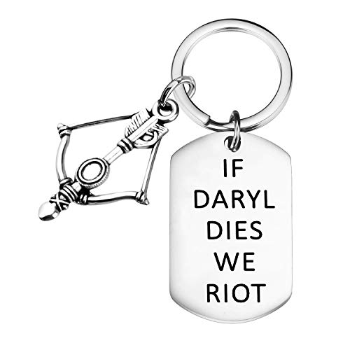 Schlüsselanhänger inspiriert vom Film Zombie-Fans, Horror-Geschenke, Pfeil- und Bogen-Anhänger, Freundschaftsgeschenke, If Daryl Dies We Riot Schlüsselanhänger, M, Edelstahl von Generic