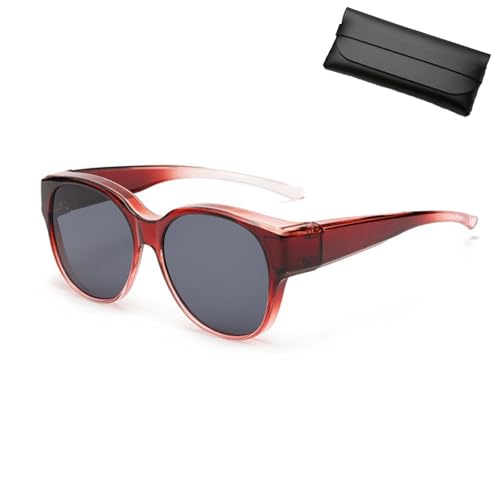 Filterseed Sunglasses - Polarized UV400 Sunglasses Over Glasses, for Eye Protection and Style (Transparent Red Frame Gray Film (Polarized)) von Generic